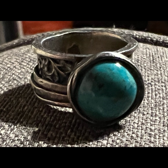 Israeli Sterling Spinner Broad Band Ring - Picture 2 of 9